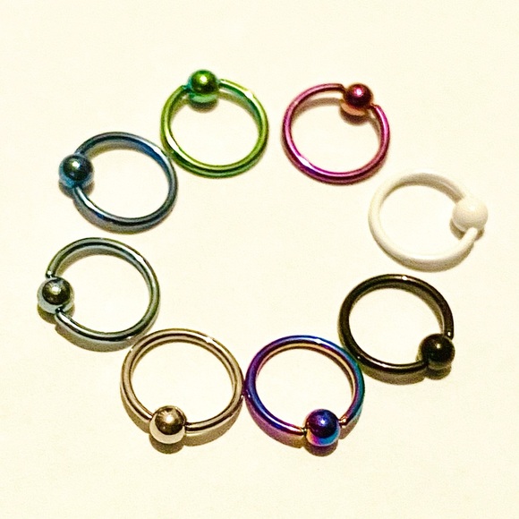 Captive Ring Hoop 16g 11mm 7/16" Lip Nose Ear Earring Eyebrow - Picture 4 of 6